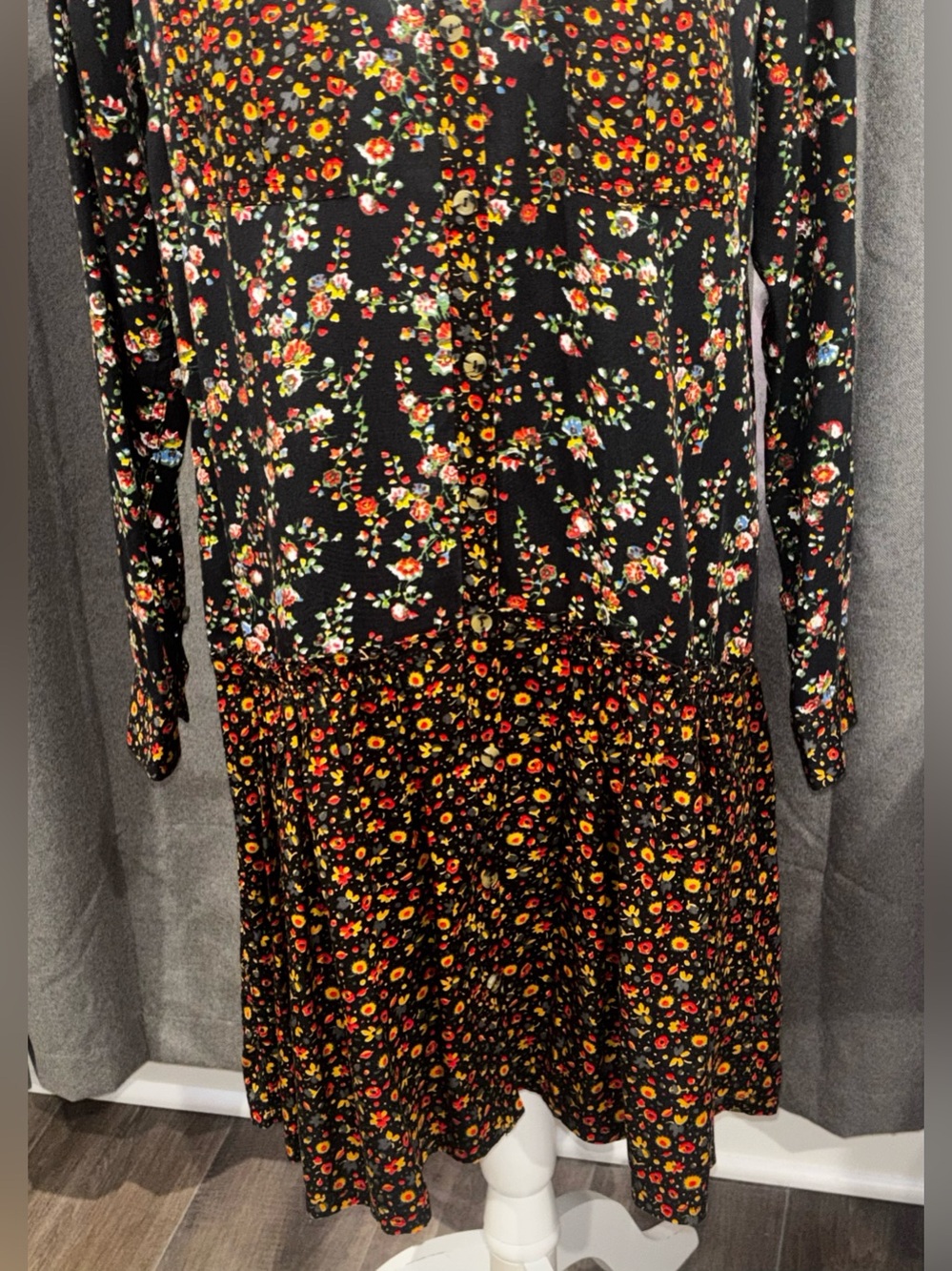 NWT Anthropologie Maeve Marlie Button Front Floral Tunic Dress Bohemian Size 4 - Picture 3 of 11